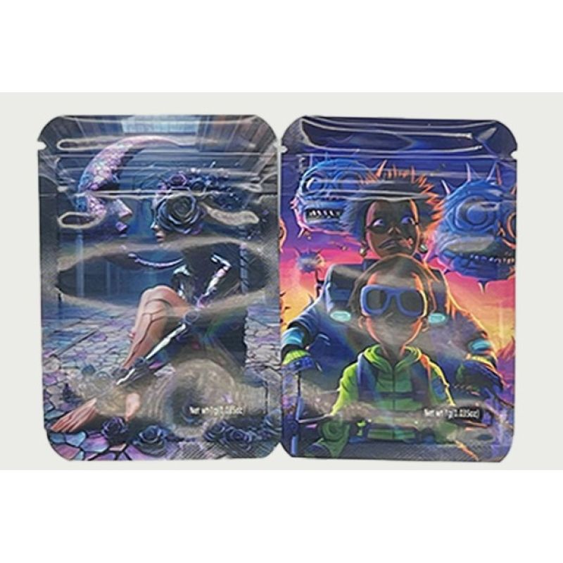 Rick and Morty Cyberpunk Themed Weed Mylar Bags